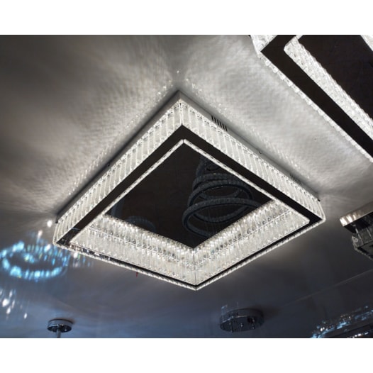 PLAFON DE SOBREPOR LED QUADRADO 3000K 40W BIVOLT 60X60CM CRISTAL E METAL CROMADO | SINDORA DCX00831 PLAFON DE SOBREPOR LED QUADRADO 3000K 40W BIVOLT 60X60CM CRISTAL E METAL CROMADO | SINDORA DCX00831