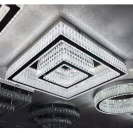 PLAFON DE SOBREPOR LED QUADRADO 3000K 56W BIVOLT 60X60CM CRISTAL E METAL CROMADO | SINDORA DCX00833 PLAFON DE SOBREPOR LED QUADRADO 3000K 56W BIVOLT 60X60CM CRISTAL E METAL CROMADO | SINDORA DCX00833