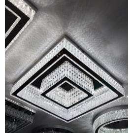 PLAFON DE SOBREPOR LED QUADRADO 3000K 56W BIVOLT 60X60CM CRISTAL E METAL CROMADO | SINDORA DCX00833 PLAFON DE SOBREPOR LED QUADRADO 3000K 56W BIVOLT 60X60CM CRISTAL E METAL CROMADO | SINDORA DCX00833