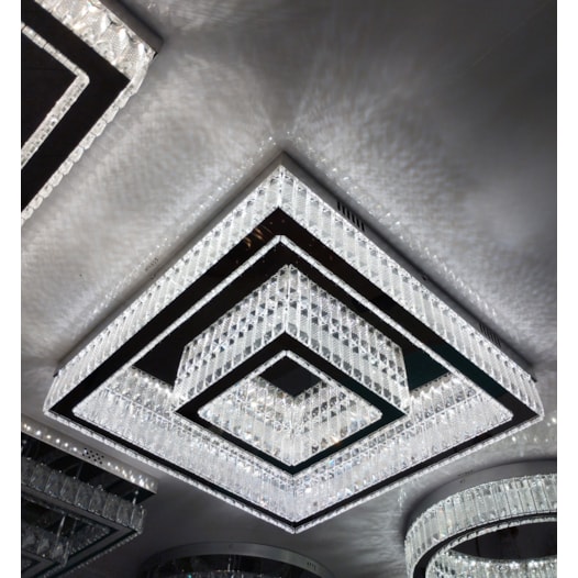 PLAFON DE SOBREPOR LED QUADRADO 3000K 56W BIVOLT 60X60CM CRISTAL E METAL CROMADO | SINDORA DCX00833 PLAFON DE SOBREPOR LED QUADRADO 3000K 56W BIVOLT 60X60CM CRISTAL E METAL CROMADO | SINDORA DCX00833