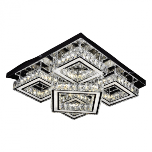 PLAFON DE SOBREPOR LED QUADRADO 64W BIVOLT Ø60X18CM CRISTAL E METAL CROMADO E TRANSPARENTE | SINDORA DCX00739 PLAFON DE SOBREPOR LED QUADRADO 64W BIVOLT Ø60X18CM CRISTAL E METAL CROMADO E TRANSPARENTE | SINDORA DCX00739