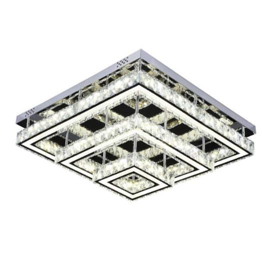 PLAFON DE SOBREPOR LED QUADRADO 76W BIVOLT 60X60CM CRISTAL E METAL CROMADO E TRANSPARENTE | SINDORA DCX00737 PLAFON DE SOBREPOR LED QUADRADO 76W BIVOLT 60X60CM CRISTAL E METAL CROMADO E TRANSPARENTE | SINDORA DCX00737