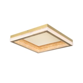 PLAFON DE SOBREPOR LED QUEENSLAND QUADRADO 3000K 64W BIVOLT 40X40CM METAL E ACRÍLICO DOURADO | SKYLIGHT SKY-4006Q