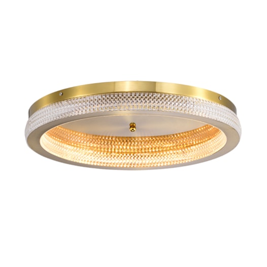 PLAFON DE SOBREPOR LED QUEENSLAND REDONDO 3000K 62W BIVOLT Ø50CM METAL E ACRÍLICO DOURADO | SKYLIGHT SKY-4007 PLAFON DE SOBREPOR LED QUEENSLAND REDONDO 3000K 62W BIVOLT Ø50CM METAL E ACRÍLICO DOURADO | SKYLIGHT SKY-4007
