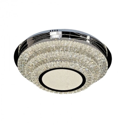 PLAFON DE SOBREPOR LED REDONDO 116W BIVOLT Ø60X18CM CRISTAL E METAL CROMADO E TRANSPARENTE | SINDORA DCX00130 PLAFON DE SOBREPOR LED REDONDO 116W BIVOLT Ø60X18CM CRISTAL E METAL CROMADO E TRANSPARENTE | SINDORA DCX00130