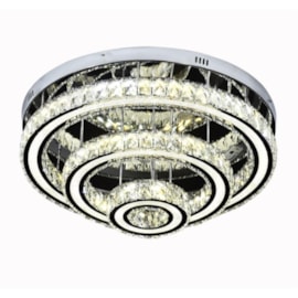 PLAFON DE SOBREPOR LED REDONDO 45W BIVOLT Ø60X26CM CRISTAL E METAL CROMADO E TRANSPARENTE | SINDORA DCX00738 PLAFON DE SOBREPOR LED REDONDO 45W BIVOLT Ø60X26CM CRISTAL E METAL CROMADO E TRANSPARENTE | SINDORA DCX00738