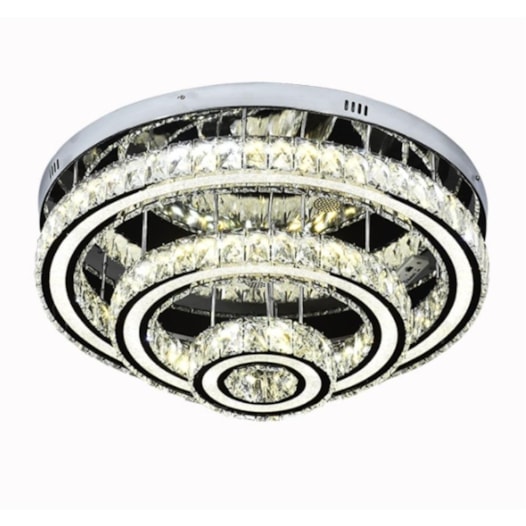 PLAFON DE SOBREPOR LED REDONDO 45W BIVOLT Ø60X26CM CRISTAL E METAL CROMADO E TRANSPARENTE | SINDORA DCX00738 PLAFON DE SOBREPOR LED REDONDO 45W BIVOLT Ø60X26CM CRISTAL E METAL CROMADO E TRANSPARENTE | SINDORA DCX00738