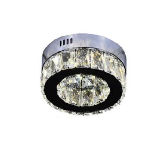 PLAFON DE SOBREPOR LED REDONDO 6000K 12W BIVOLT Ø30X11CM CRISTAL E METAL CROMADO E TRANSPARENTE | SINDORA DCX00722