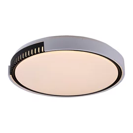 PLAFON DE SOBREPOR LED TRAMA REDONDO 3000K 36W BIVOLT Ø50CM METAL E PVC BRANCO E CHAMPAGNE | USINA IMPORTS UI2007