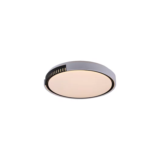 PLAFON DE SOBREPOR LED TRAMA REDONDO 3000K 36W BIVOLT Ø50CM METAL E PVC BRANCO E CHAMPAGNE | USINA IMPORTS UI2007