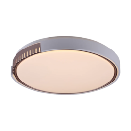 PLAFON DE SOBREPOR LED TRAMA REDONDO 3000K 36W BIVOLT Ø50CM METAL E PVC BRANCO E CHAMPAGNE | USINA IMPORTS UI2007