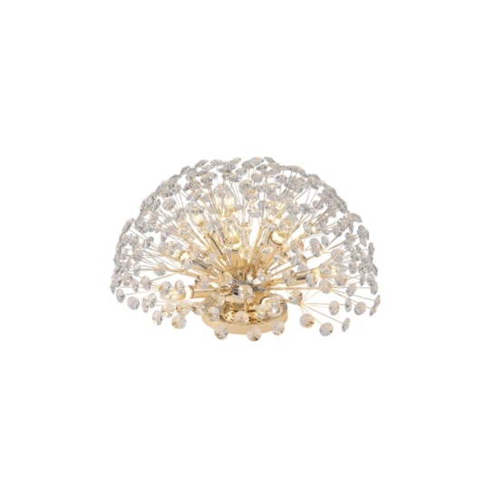 PLAFON DE SOBREPOR Ø60CM CRISTAL E ALUMÍNIO DOURADO E TRANSPARENTE | SINDORA ILUMINAÇÃO DCX01227
