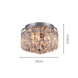 PLAFON DE SOBREPOR SANSAS REDONDO Ø25X21,5CM CRISTAL E METAL TRANSPARENTE E CROMADO | SKYLIGHT SKY-3023TR PLAFON DE SOBREPOR SANSAS REDONDO Ø25X21,5CM CRISTAL E METAL TRANSPARENTE E CROMADO | SKYLIGHT SKY-3023TR