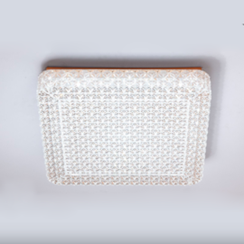 PLAFON LED PINYA QUADRADO MULTICOR 24W BIVOLT 40X40X8CM METAL E ACRÍLICO DOURADO E TRANSPARENTE | OPUS LED OPS 87401