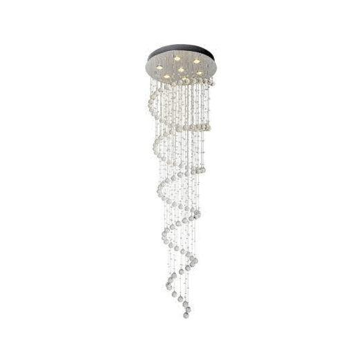 PLAFON LED SPIRALE METAL E CRISTAL PRATA TRANSPARENTE 7XGU10 | HEVVY 0628 SL-6652/C7