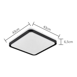 PLAFON LED VONTAE POLICARBONATO E AÇO PRETO | HEVVY 1147 LY-8809BM PT - 3000K - 48W