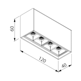 PLAFON PIXEL LED 4 FOCOS 10º 8W 2700K 127/220V 120X40X60MM | NEWLINE PL03029LED27