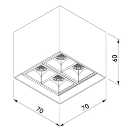 PLAFON PIXEL LED 4 FOCOS 10º 8W 2700K 127/220V 70X70X60MM | NEWLINE PL03032LED27