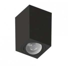 PLAFON TOWER QUADRADO FACE PLANA MR16/DICROICA PRETO 72X72X100MM | SAVEENERGY SE-385.2525