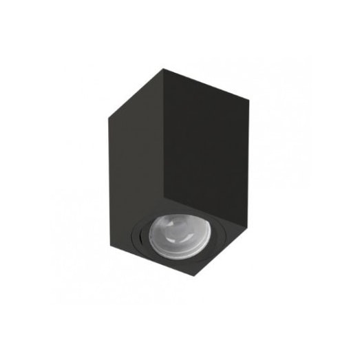 PLAFON TOWER QUADRADO FACE PLANA MR16/DICROICA PRETO 72X72X100MM | SAVEENERGY SE-385.2525