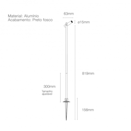 POLE MINI SPOT HASTE 66CM WALDIR JUNIOR | ROMALUX 10156 POLE MINI SPOT HASTE 66CM WALDIR JUNIOR | ROMALUX 10156