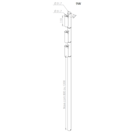 POSTE ORBIT PRETO 3W BASE ALVENARIA 46° HASTE 120CM + BASE 3000K | DIRECT LIGHT 2598