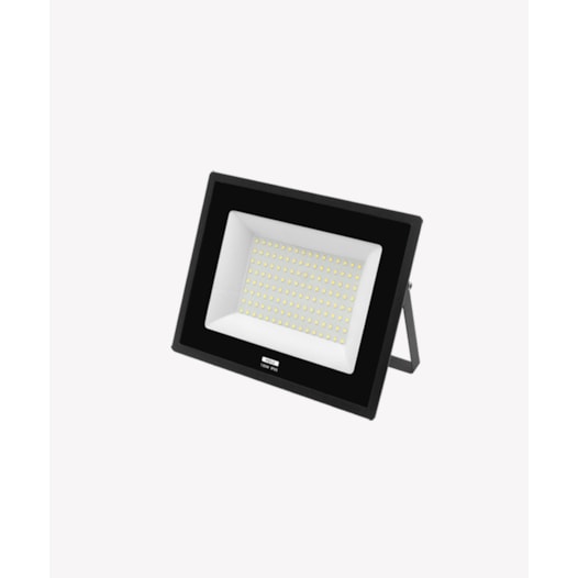 REFLETOR PROJETOR LED EXTERNO 3000K 100W BIVOLT 23X18X2CM ALUMÍNIO PRETO | OPUS LED OPS 83113