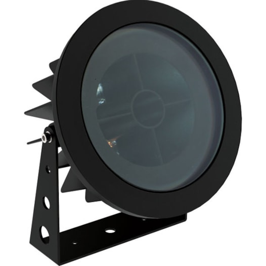 REFLETOR PROJETOR LED FLAT OUT REDONDO COM ANTI-OFUSCANTE EXTERNO PRETO TEXTURIZADO IRC>80 16W 2700K | INTERLIGHT 3652-A