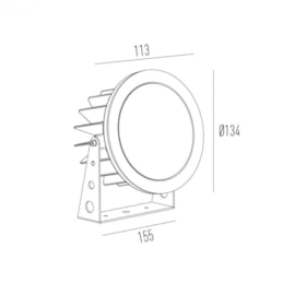 REFLETOR PROJETOR LED FLAT OUT REDONDO COM ANTI-OFUSCANTE EXTERNO PRETO TEXTURIZADO IRC>80 22W 2700K | INTERLIGHT 3694-A