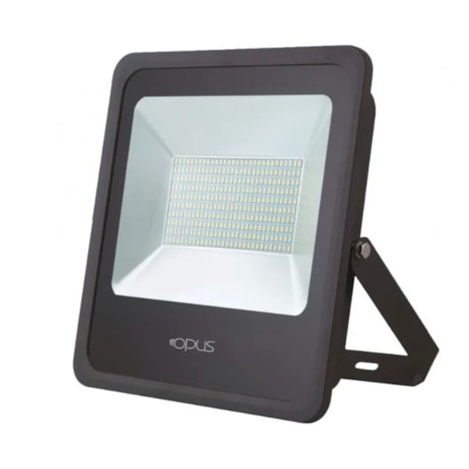 REFLETOR PROJETOR LED RETANGULAR EXTERNO 6500K 300W BIVOLT 34X44,3X3,7CM ALUMÍNIO PRETO | OPUS LED OPS 32245