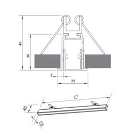 SISTEMA LINEAR DE EMBUTIR FIT15 ESQUERDO 45 GRAUS 1000X25X45MM | NEWLINE SE15100E SISTEMA LINEAR DE EMBUTIR FIT15 ESQUERDO 45 GRAUS 1000X25X45MM | NEWLINE SE15100E