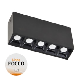 SOBREPOR FOCCO LED 3000K 10W 3,7X14,0X7,0CM ALUMÍNIO PRETO | +LUZ SOB-162/10.30PT