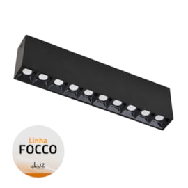 SOBREPOR FOCCO LED 3000K 20W 3,7X27,2X7,0CM ALUMÍNIO PRETO | +LUZ SOB-163/20.30PT