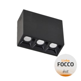 SOBREPOR FOCCO LED 3000K 7W 3,7X9,5X7,0CM ALUMÍNIO PRETO | +LUZ SOB-161/7.30PT