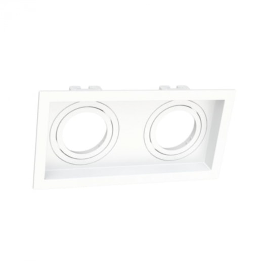 SPOT DE EMBUTIR FACE RECUADA RETANGULAR DUPLO DICROICA PAR16 19X9,8CM TERMOPLÁSTICO BRANCO | MOON 1060292