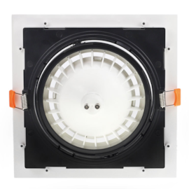 SPOT DE EMBUTIR FLEA QUADRADO AR111 17X17X4,3CM POLICARBONATO BRANCO E PRETO | NORDECOR 6201 SPOT DE EMBUTIR FLEA QUADRADO AR111 17X17X4,3CM POLICARBONATO BRANCO E PRETO | NORDECOR 6201