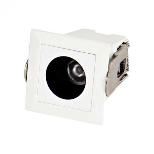 SPOT DE EMBUTIR LED FOCCO QUADRADO MINI 2700K 3W BIVOLT 4,6X4,6X5CM PVC BRANCO E PRETO | GAYA 8288