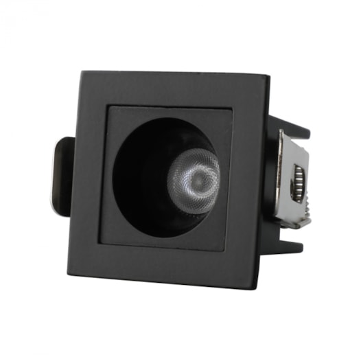 SPOT DE EMBUTIR LED FOCCO QUADRADO MINI 2700K 3W BIVOLT 4,6X4,6X5CM PVC PRETO | GAYA 8282