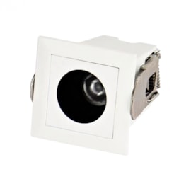 SPOT DE EMBUTIR LED FOCCO QUADRADO MINI 4000K 3W BIVOLT 4,6X4,6X5CM PVC BRANCO E PRETO | GAYA 8291