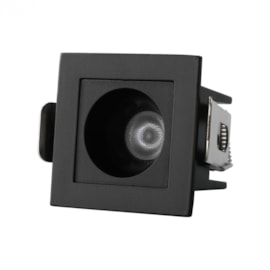 SPOT DE EMBUTIR LED FOCCO QUADRADO MINI 4000K 3W BIVOLT 4,6X4,6X5CM PVC PRETO | GAYA 8281