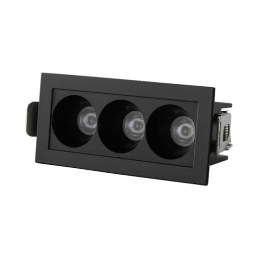 SPOT DE EMBUTIR LED FOCCO RETANGULAR MINI 2700K 6W BIVOLT 9,5X4,6X5,2CM PVC PRETO | GAYA 8284