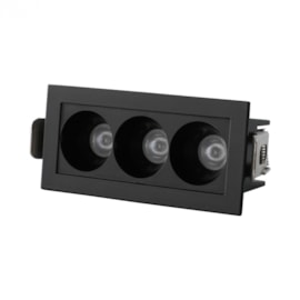 SPOT DE EMBUTIR LED FOCCO RETANGULAR MINI 4000K 6W BIVOLT 9,5X4,6X5,2CM PVC PRETO | GAYA 8285