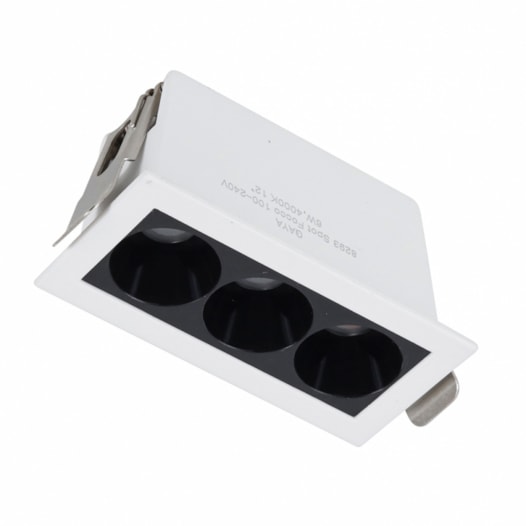 SPOT DE EMBUTIR LED FOCCO RETANGULAR MINI 4000K 6W BIVOLT PVC BRANCO E PRETO | GAYA 8293 SPOT DE EMBUTIR LED FOCCO RETANGULAR MINI 4000K 6W BIVOLT PVC BRANCO E PRETO | GAYA 8293