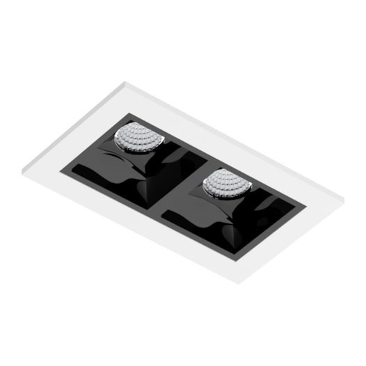 SPOT DE EMBUTIR LED PICCO HOME QUADRADO COM BORDA 2 FOCOS 12º IRC>90 5W 2700K | INTERLIGHT 4892-FE-S