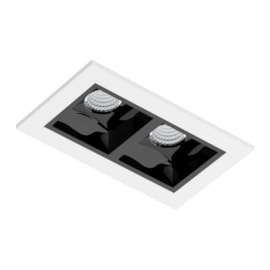 SPOT DE EMBUTIR LED PICCO HOME QUADRADO COM BORDA 2 FOCOS 34º IRC>90 5W 2700K | INTERLIGHT 4892-AB-S