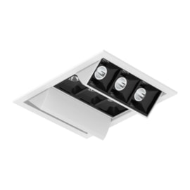 SPOT DE EMBUTIR LED PICCO ORIENTÁVEL QUADRADO COM BORDA 12° IRC 90 3 FOCOS 4000K 21W BIVOLT 12,1X9,95X4,3CM ALUMÍNIO | INTERLIGHT 4584-FE-N