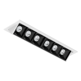 SPOT DE EMBUTIR LED PICCO ORIENTÁVEL RETANGULAR COM BORDA 12° IRC 90 6 FOCOS 4000K 14W BIVOLT 17,85X5,2X4,3CM ALUMÍNIO |