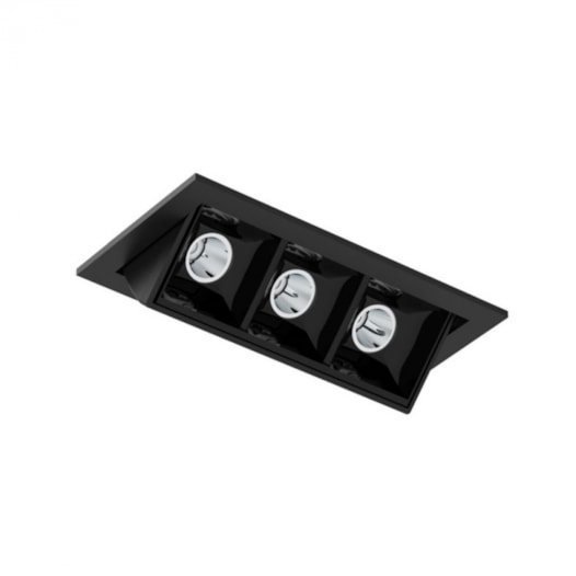 SPOT DE EMBUTIR LED PICCO ORIENTÁVEL RETANGULAR COM BORDA 34° IRC 90 3 FOCOS 4000K 7W BIVOLT 9,9X5,2X4,3CM ALUMÍNIO | INTERLIGHT 4582-AB-N