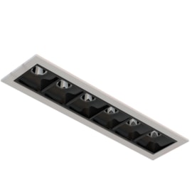 SPOT DE EMBUTIR LED PICCO PRO RETANGULAR COM BORDA 34° IRC 95 6 FOCOS 2700K 14W BIVOLT ALUMÍNIO | INTERLIGHT 4493-AB-S