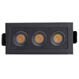 SPOT DE EMBUTIR LED POWERUS 3 FOCOS IRC 90 3000K 6W BIVOLT 5X9,5CM ALUMÍNIO PRETO | NORDECOR 6374 SPOT DE EMBUTIR LED POWERUS 3 FOCOS IRC 90 3000K 6W BIVOLT 5X9,5CM ALUMÍNIO PRETO | NORDECOR 6374